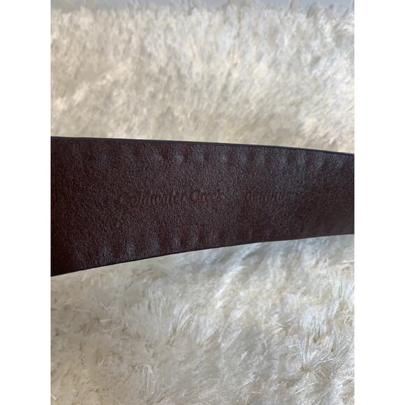 Coldwater Creek Brown Leather Wide Belt Red Beads Sz Small - Picture 3 of 6